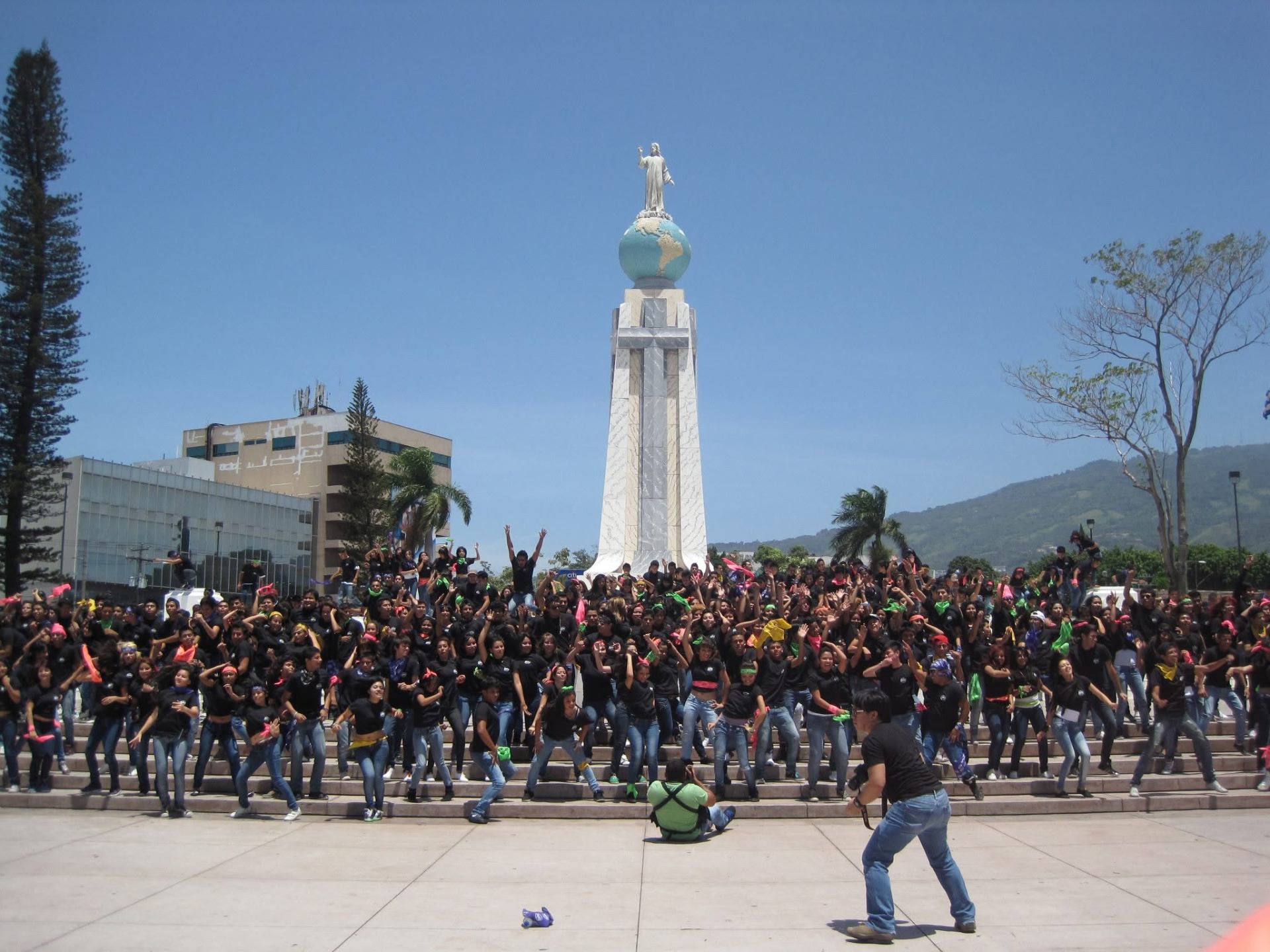 Flash mob in a public square in San Salvador
